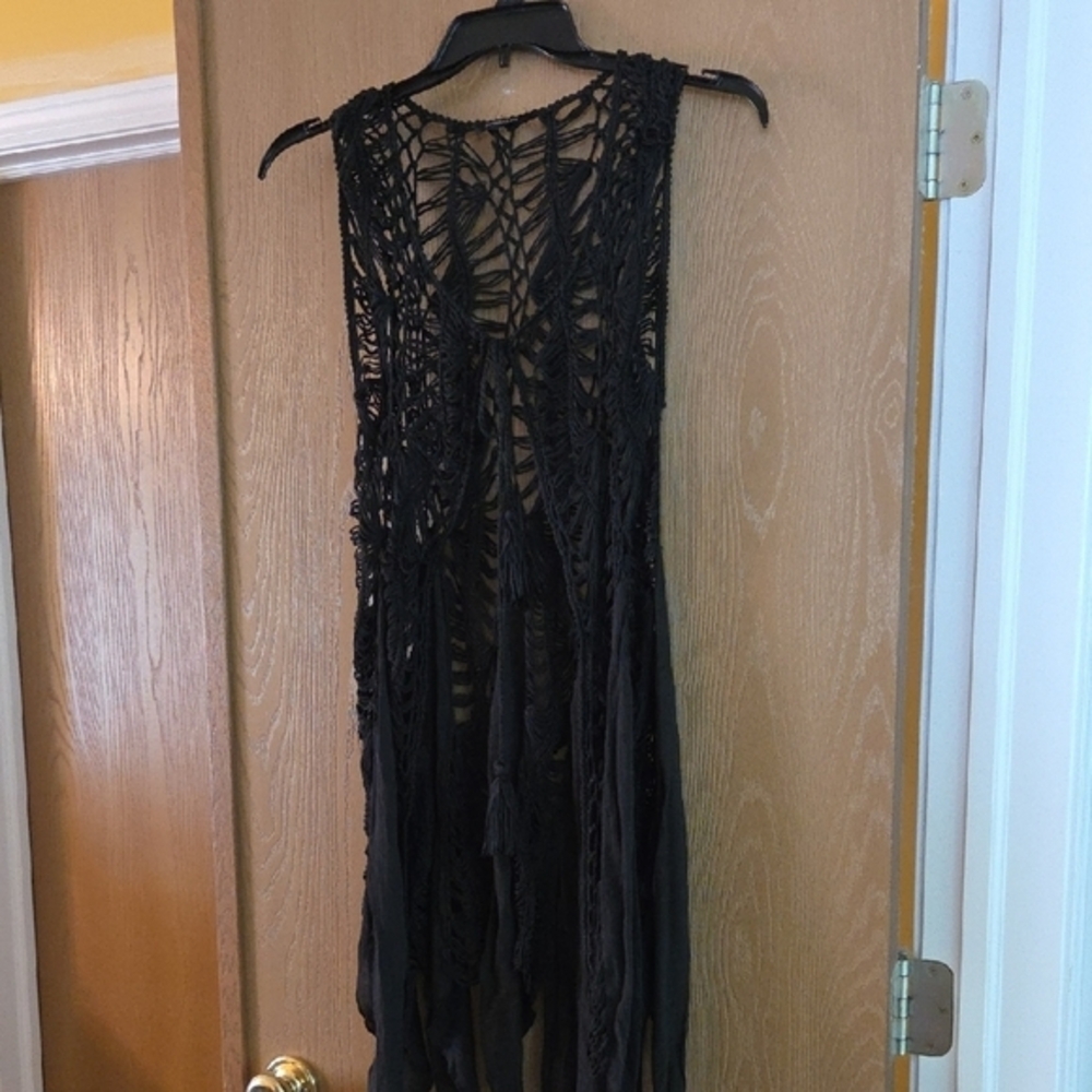 Papermoon Black Crochet Vest Boho Vibes 
Size Large